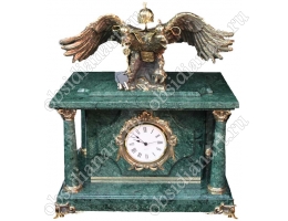 Часы с сейфом «Гербовый орел» из натурального мрамора с бронзовой скульптурой двуглавого орла