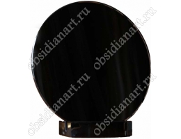 Зеркало из черного обсидиана, диаметр 18 см, подставка из обсидиана