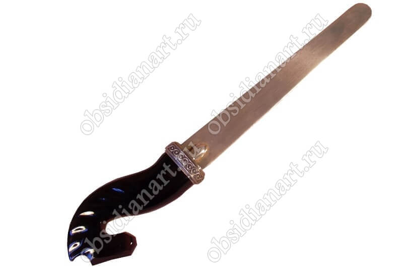 Декоративный нож с латунным лезвием «Конь» из обсидиана