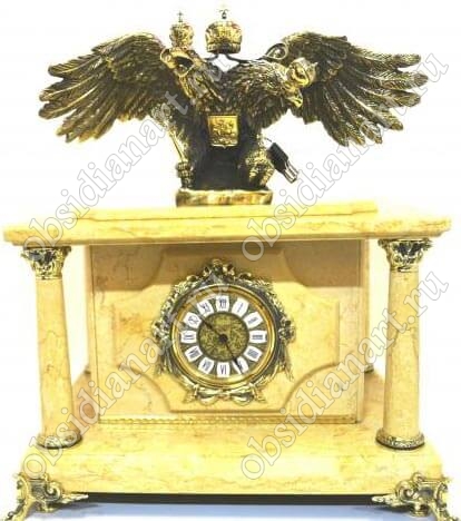 Сейф «Двуглавый орел», встроенный в настольные часы из мрамора