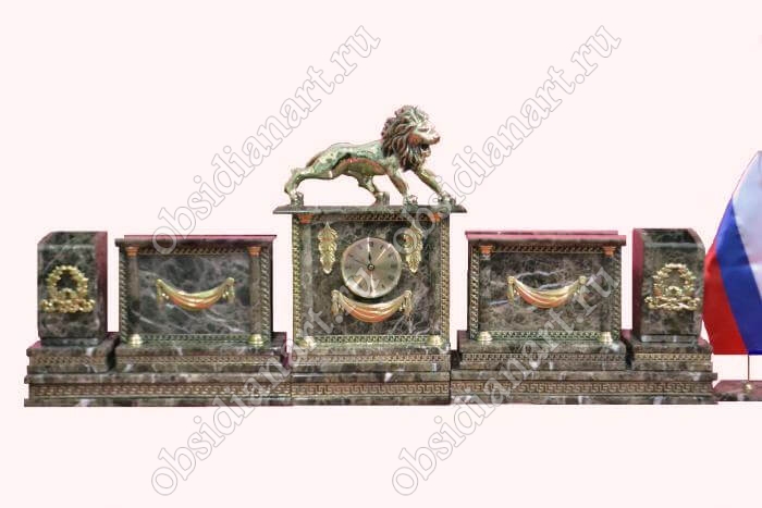Настольный набор из итальянского мрамора «Тоскана» со львом