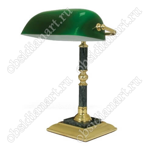 Настольный светильник из зеленого мрамора с золотистой отделкой, арт. 1231197
